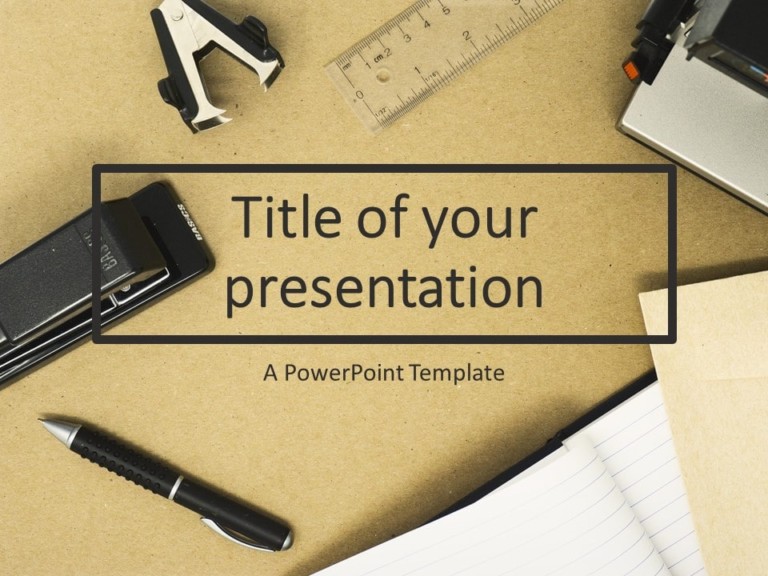 Flat Lay Office Supplies PowerPoint Template