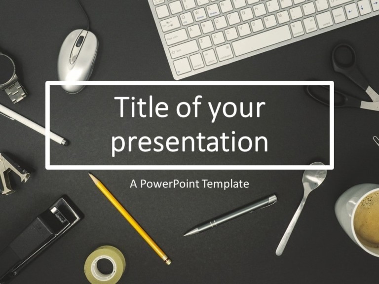Free Flat Lay PowerPoint Template with iMac Keyboard