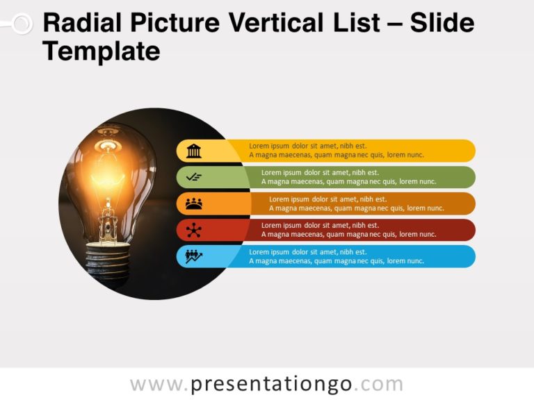 Free Radial Picture Vertical List Example for PowerPoint