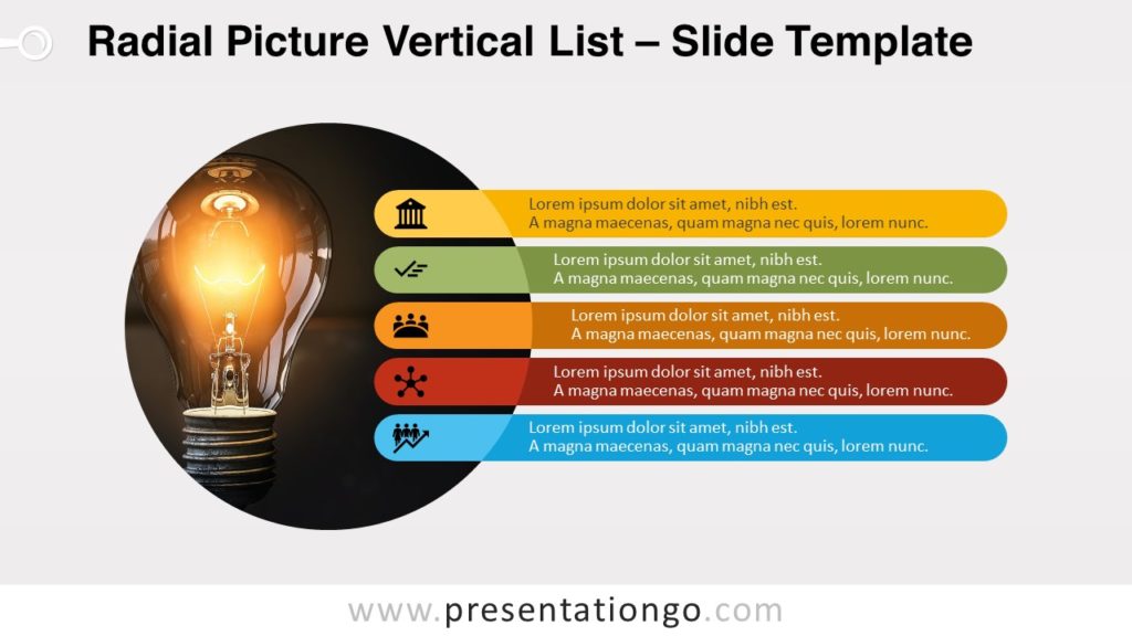 Free Radial Picture Vertical List Example for PowerPoint and Google Slides