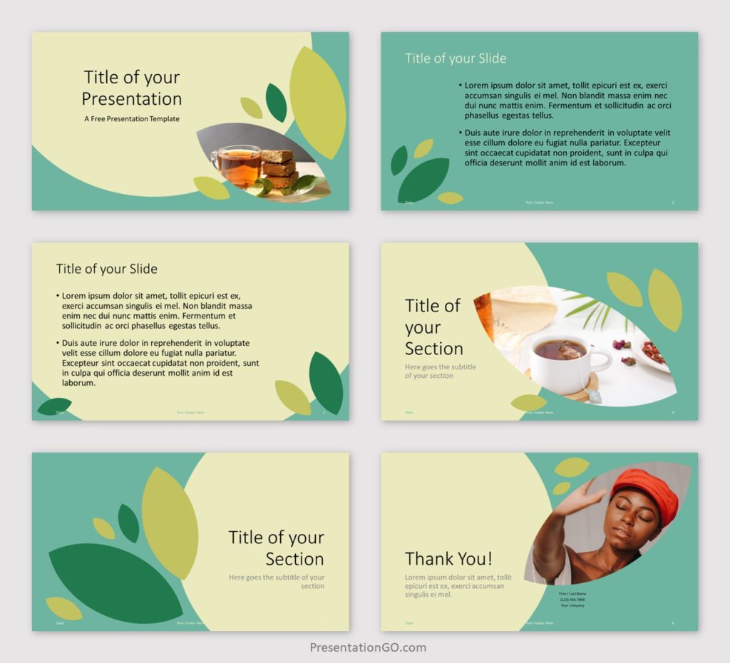 Free Tea Leaves PowerPoint Template - Example with Photos