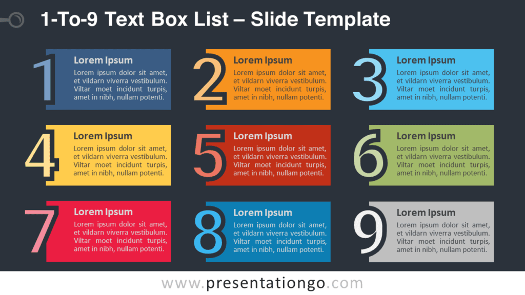 Free 1-To-9 Text Box List Graphics for PowerPoint and Google Slides