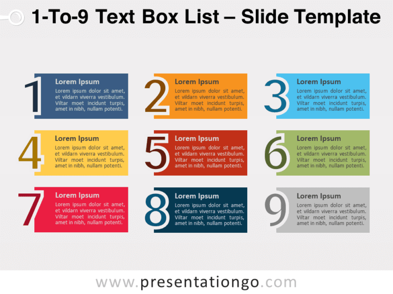 Free 1-To-9 Text Box List for PowerPoint