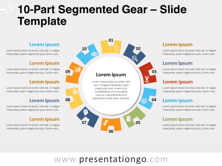 Engranaje Segmentado de 10 Partes - Diagrama Gratis Para PowerPoint Y Google Slides
