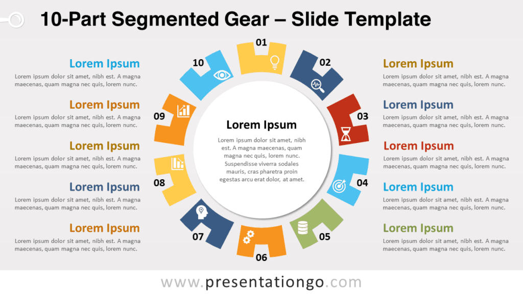 Free 10-Part Segmented Gear for PowerPoint and Google Slides