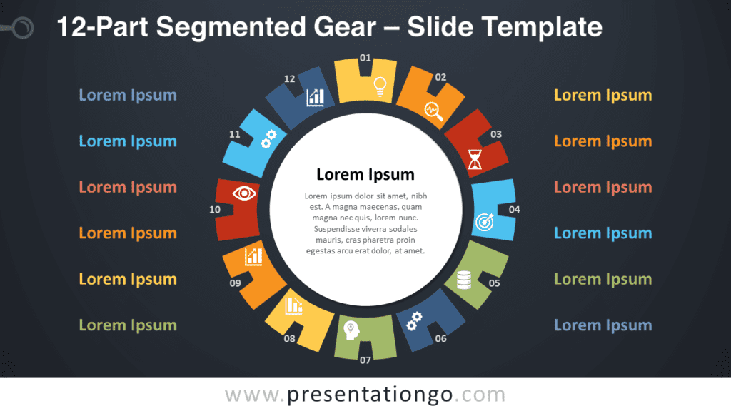 Free 12-Part Segmented Gear Diagram for PowerPoint and Google Slides