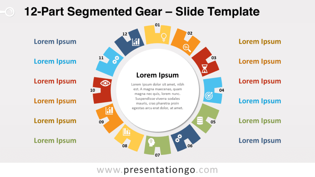 Free 12-Part Segmented Gear for PowerPoint and Google Slides