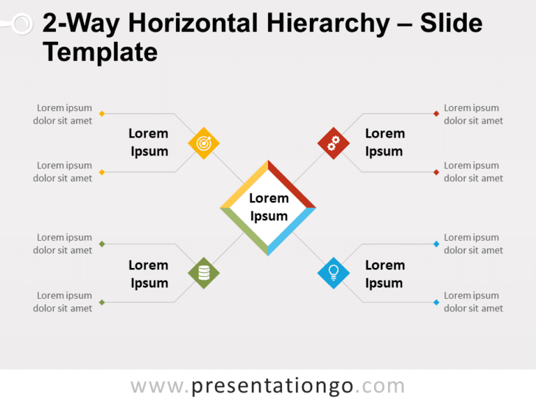 Jerarquía Horizontal de Dos Vías Diagrama Gratis Para PowerPoint Y Google Slides