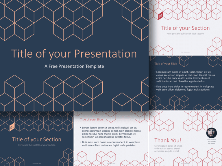 Free 3D Cube Lines Template for PowerPoint and Google Slides