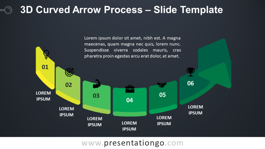 Free 3D Curved Arrow Process for PowerPoint