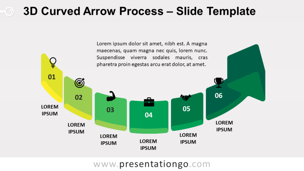 Free 3D Curved Arrow Process for PowerPoint and Google Slides