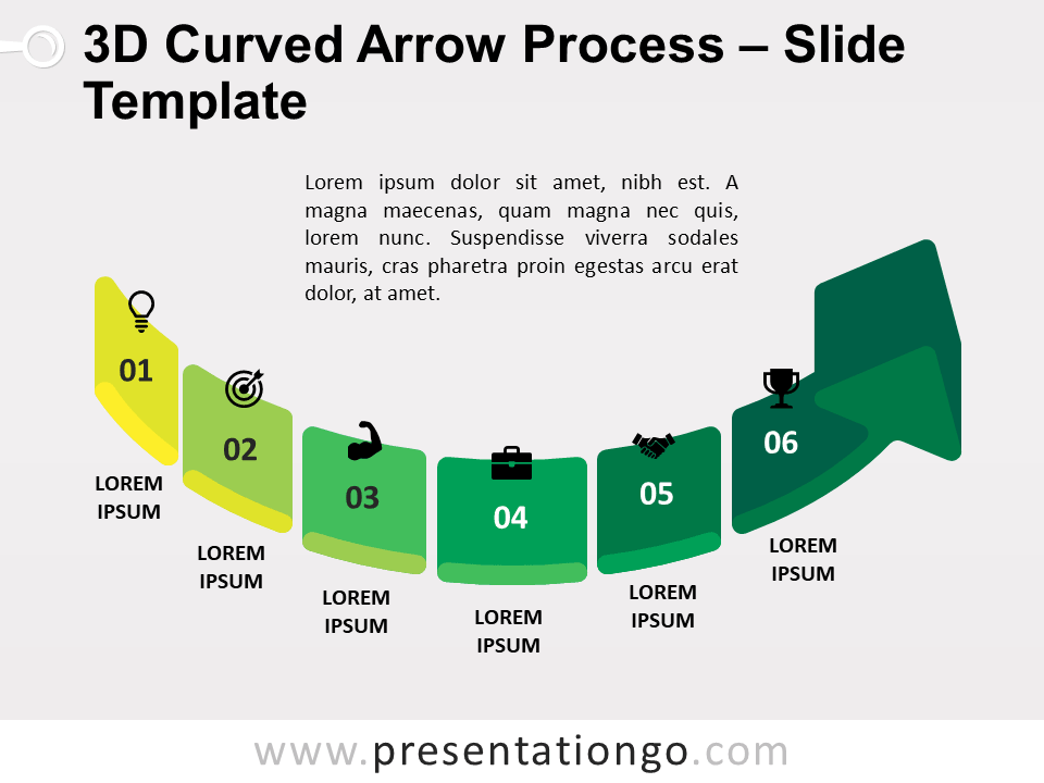 Free 3D Curved Arrow Process PowerPoint Template