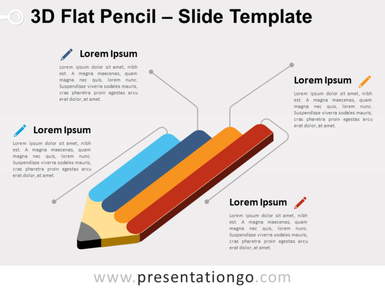 Free 3D Flat Pencil for PowerPoint
