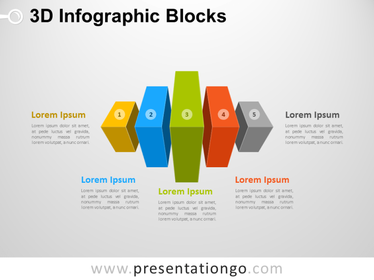 Free 3D Infographic Cube Blocks Diagram for PowerPoint
