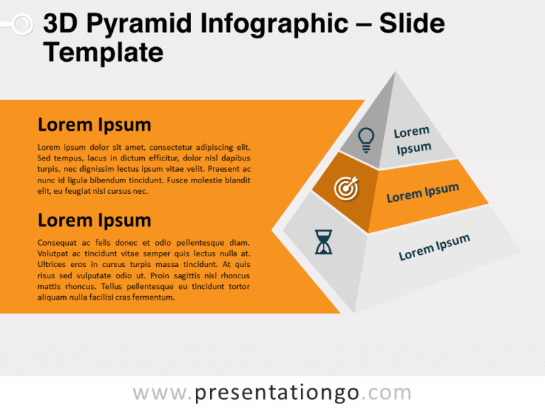 Free 3D Pyramid Infographic for PowerPoint With Focus on the Level 2