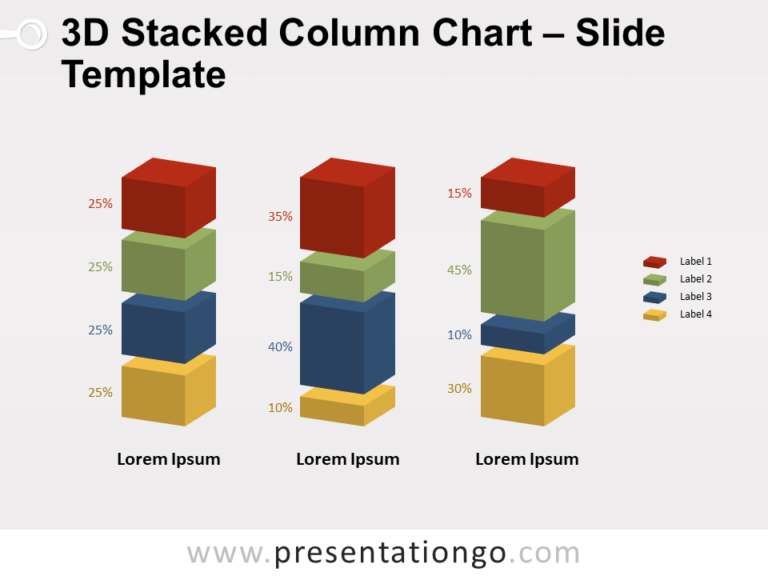 Free 3D Stacked Column Chart for PowerPoint