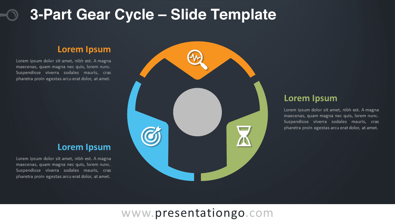 Free 3-Part Gear Cycle Diagram for PowerPoint and Google Slides