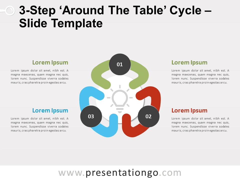 Ciclo de 3 Pasos 'Alrededor de la Mesa' - Gráfico Gratis Para PowerPoint Y Google Slides