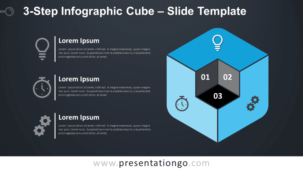 Free 3-Step Infographic Cube Diagram for PowerPoint and Google Slides