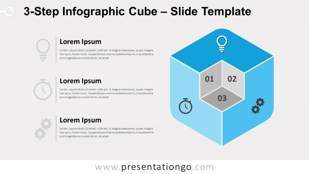 Free 3-Step Infographic Cube for PowerPoint and Google Slides