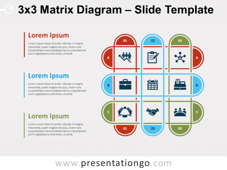 Free 3x3 Matrix Diagram for PowerPoint