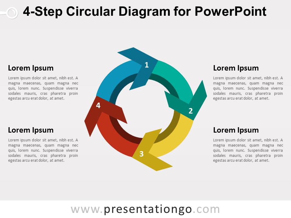 Diagrama Circular Gratis de 4 Pasos Para PowerPoint