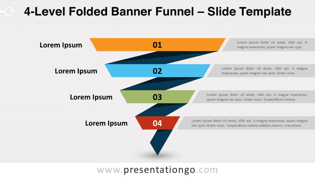 Free 4-Level Folded Banner Funnel for PowerPoint and Google Slides