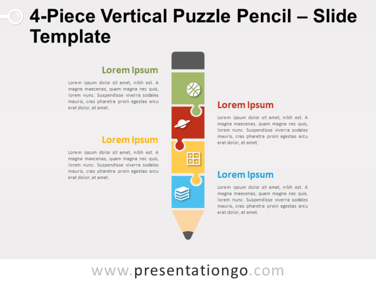 Free 4-Piece Vertical Puzzle Pencil for PowerPoint