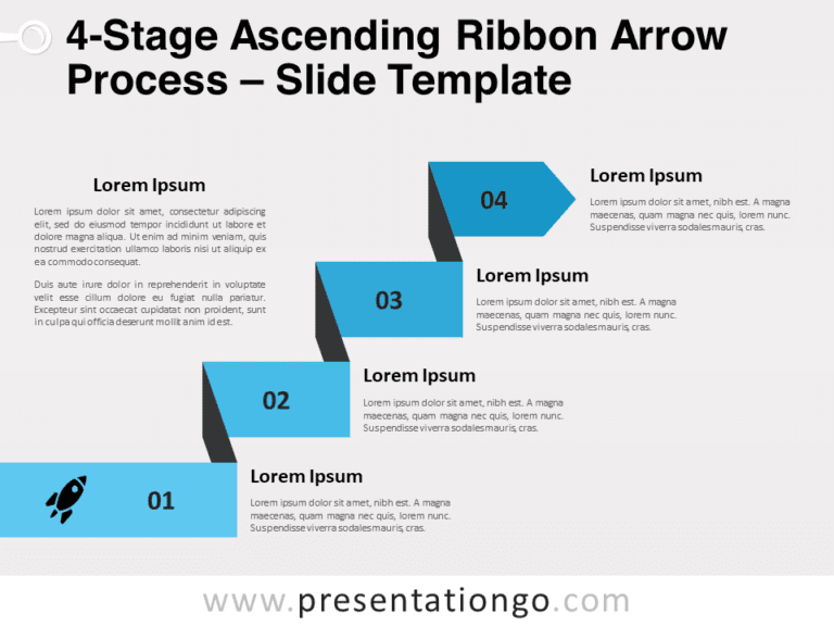 Free 4-Stage Ascending Ribbon Arrow Process for PowerPoint