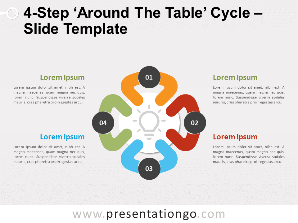 Ciclo de 4 Pasos 'Alrededor de la Mesa' - Gráfico Gratis Para PowerPoint Y Google Slides