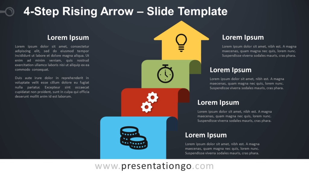 Free 4-Step Rising Arrow Diagram for PowerPoint and Google Slides