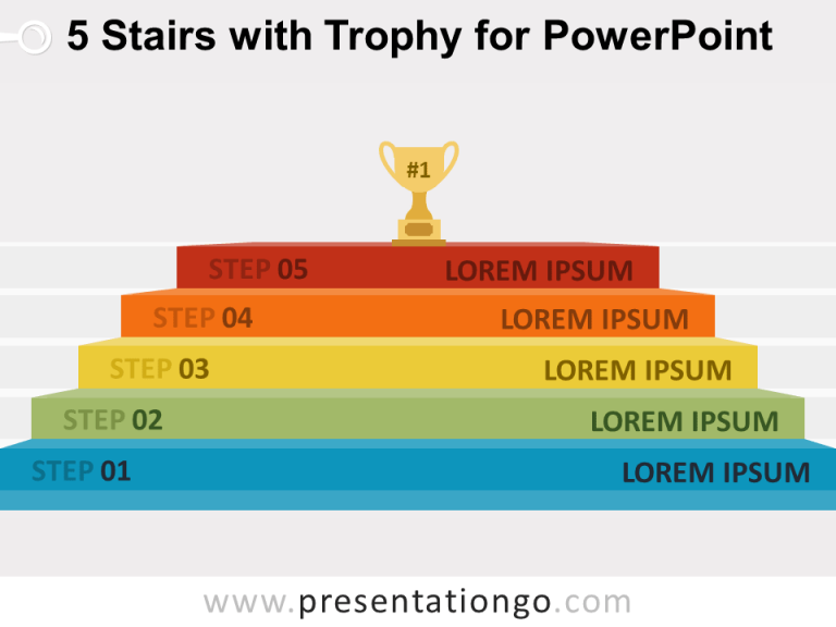 Free 5-Stairs Trophy Diagram for PowerPoint