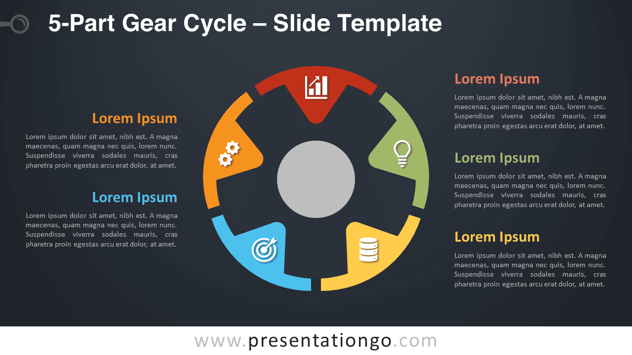 Free 5-Part Gear Cycle Diagram for PowerPoint and Google Slides