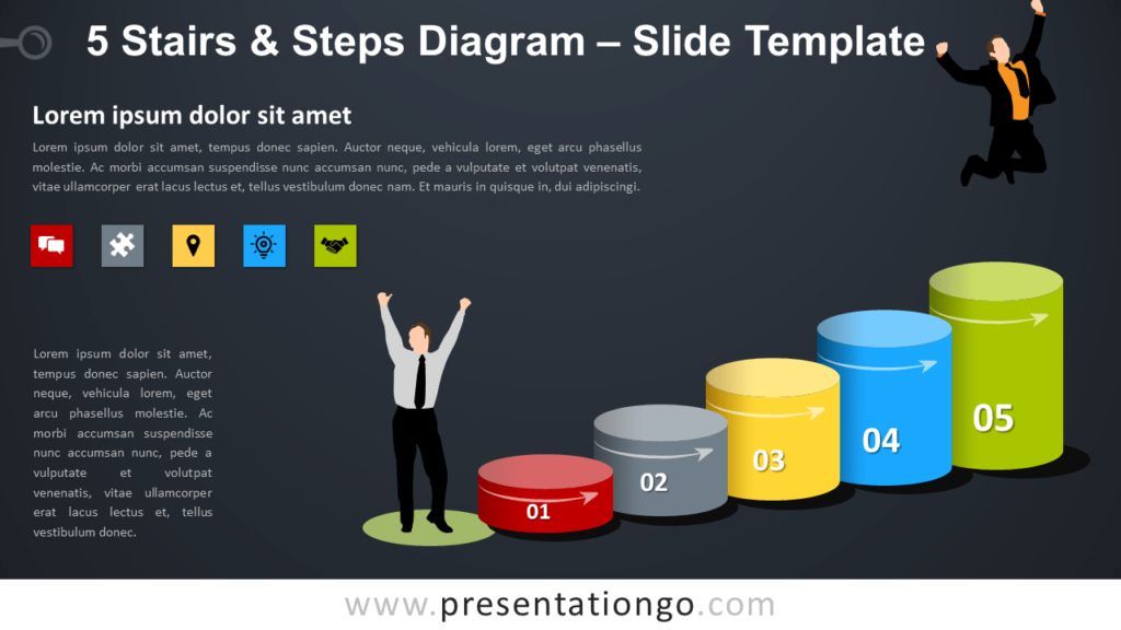 Free 5 Stairs and Steps Diagram for PowerPoint