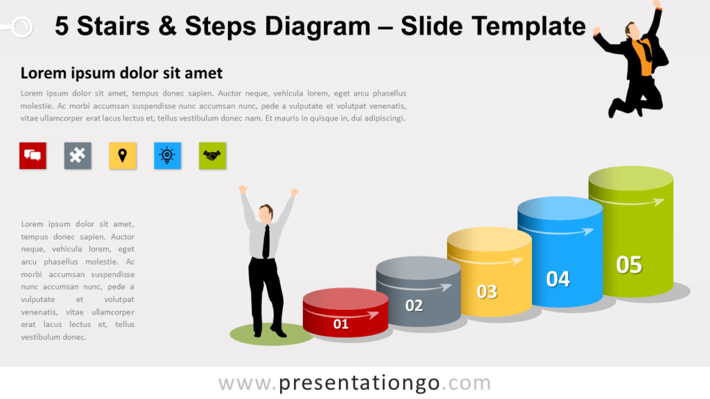 Free 5 Stairs and Steps Diagram for PowerPoint and Google Slides