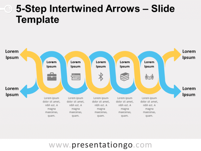 Free 5-Step Intertwined Arrows Graphic for PowerPoint and Google Slides