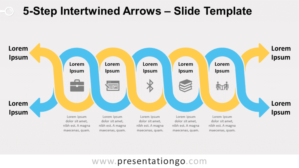 Free 5-Step Intertwined Arrows for PowerPoint and Google Slides