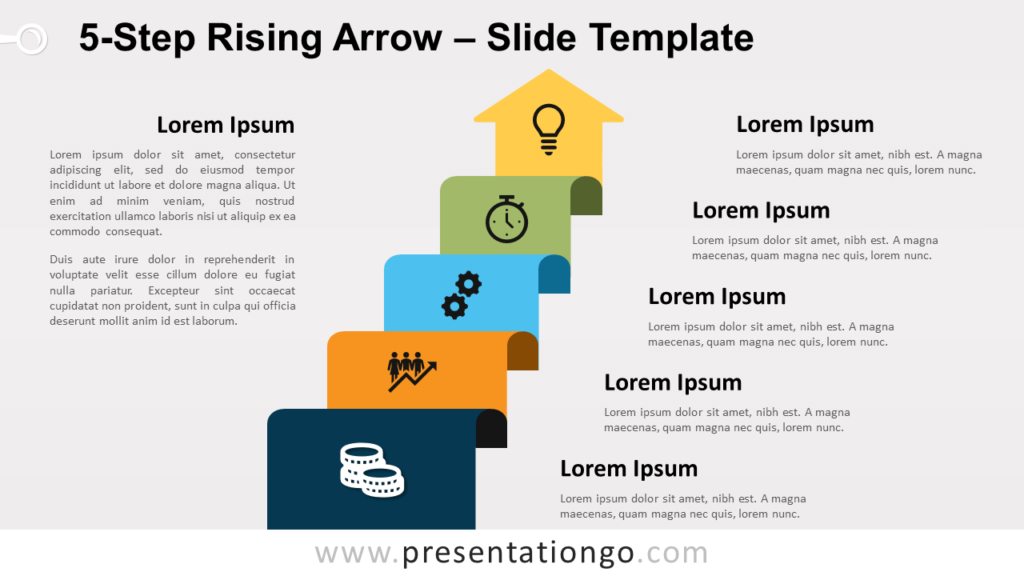 Free 5-Step Rising Arrow for PowerPoint and Google Slides