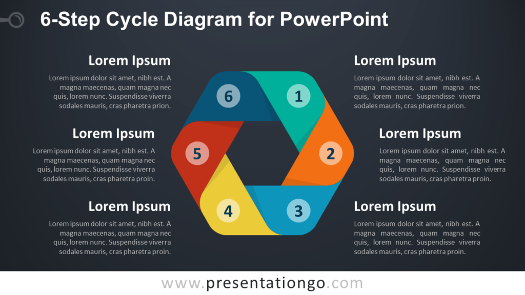 6-Step Cycle PowerPoint Diagram - Dark Diagram