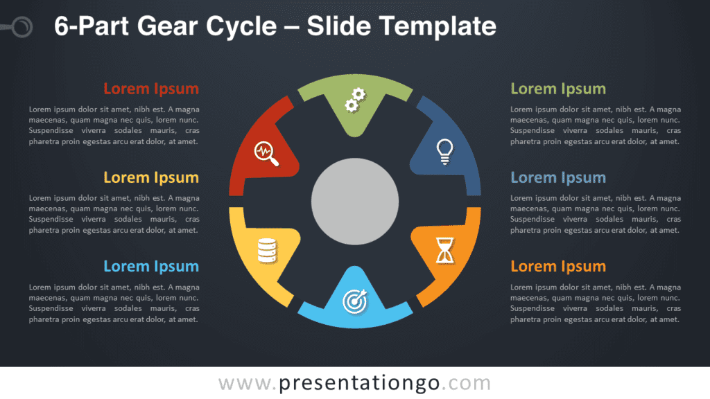 Free 6-Part Gear Cycle Diagram for PowerPoint and Google Slides