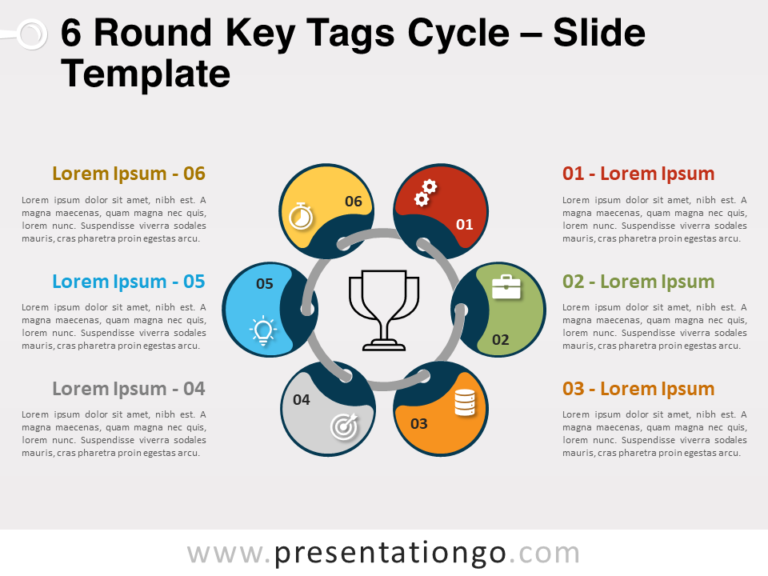 Free 6 Round Key Tags Cycle for PowerPoint