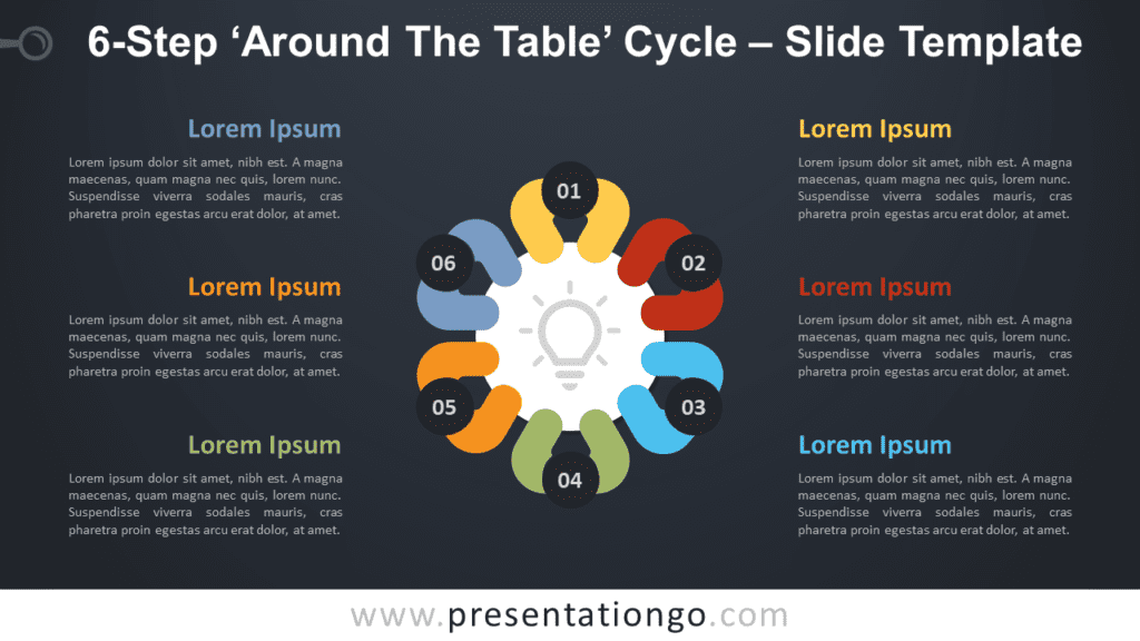 Free 6-Step Around The Table Cycle Diagram for PowerPoint and Google Slides