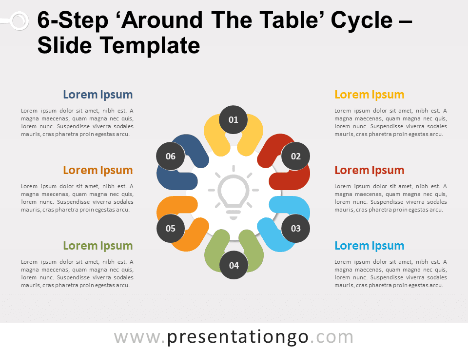 Ciclo de 6 Pasos 'Alrededor de la Mesa' - Gráfico Gratis Para PowerPoint Y Google Slides