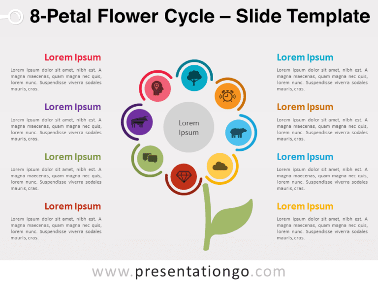 Ciclo de Flor de 8 Pétalos - Diagrama Gratis Para PowerPoint Y Google Slides