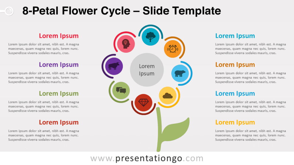 Free 8-Petal Flower Cycle for PowerPoint and Google Slides