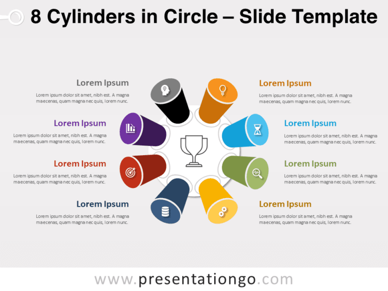 Free 8 Cylinders in Circle for PowerPoint