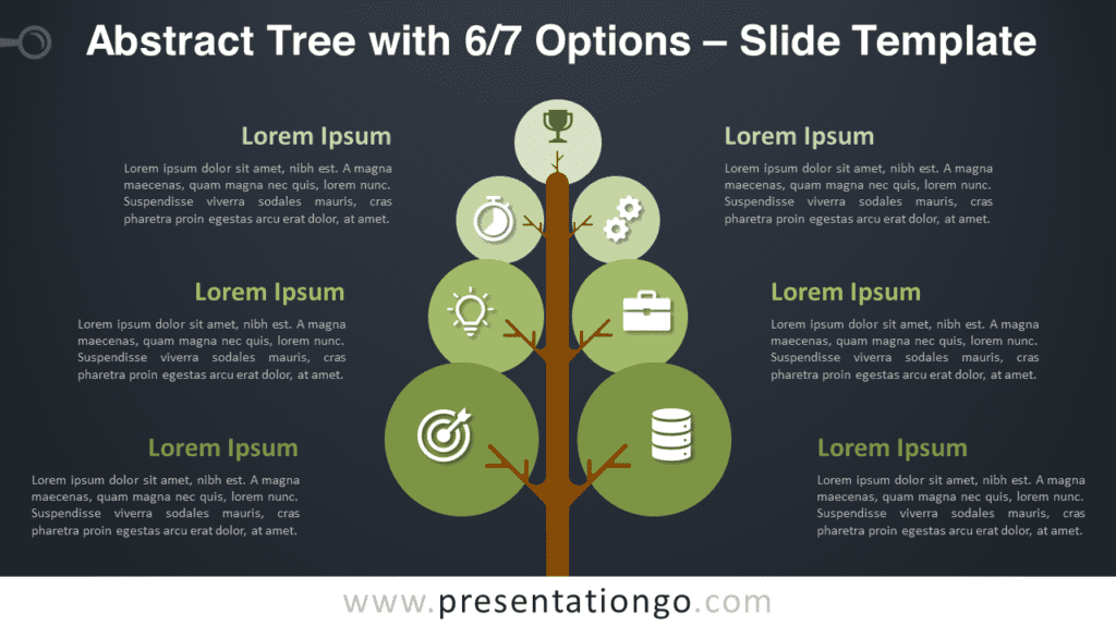 Free Abstract Tree for 6/7 Options Graphics for PowerPoint and Google Slides