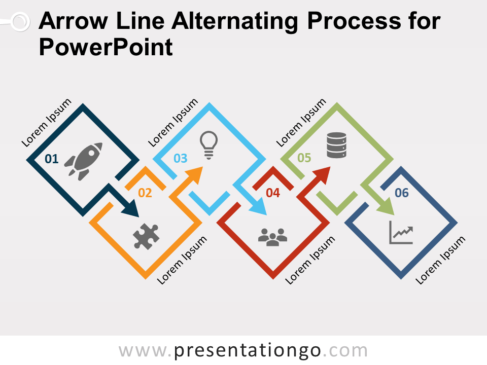 Free Arrow Line Alternating Process for PowerPoint