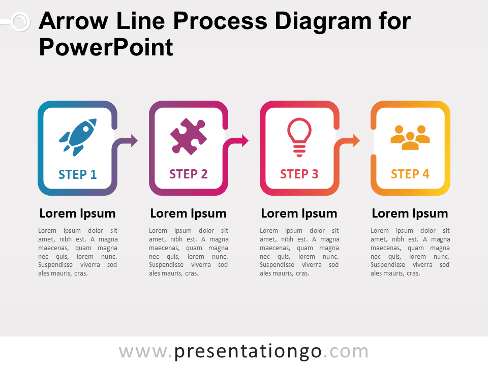 Free Arrow Line Process Diagram for PowerPoint (Gradient)