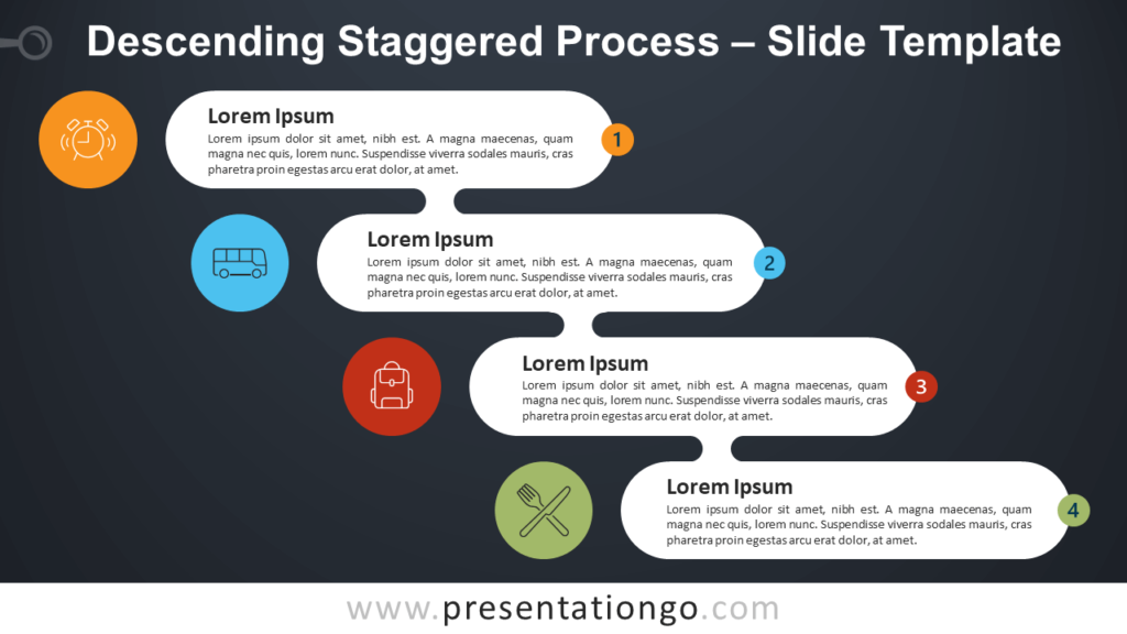 Free Ascending Descending Staggered Process Diagram for PowerPoint and Google Slides
